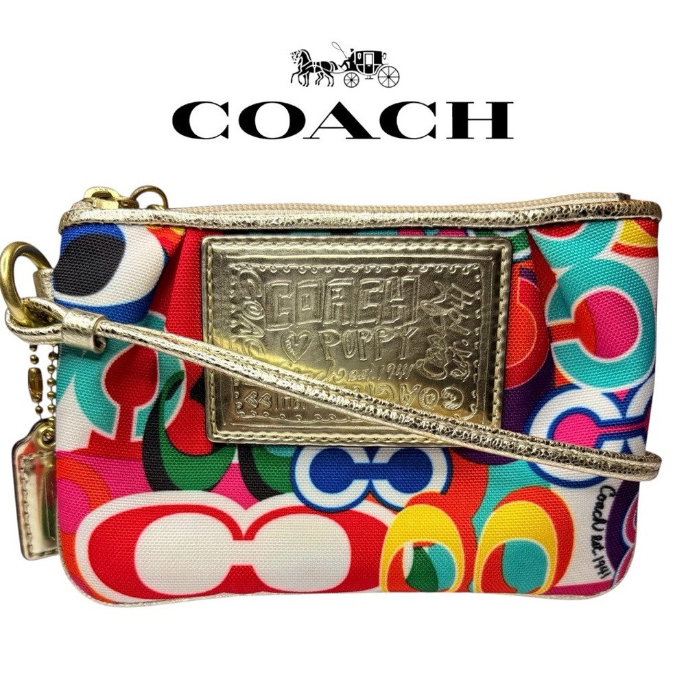 COACH Poppy Pop Art Metallic Logo Wristlet – 2010's Collectible